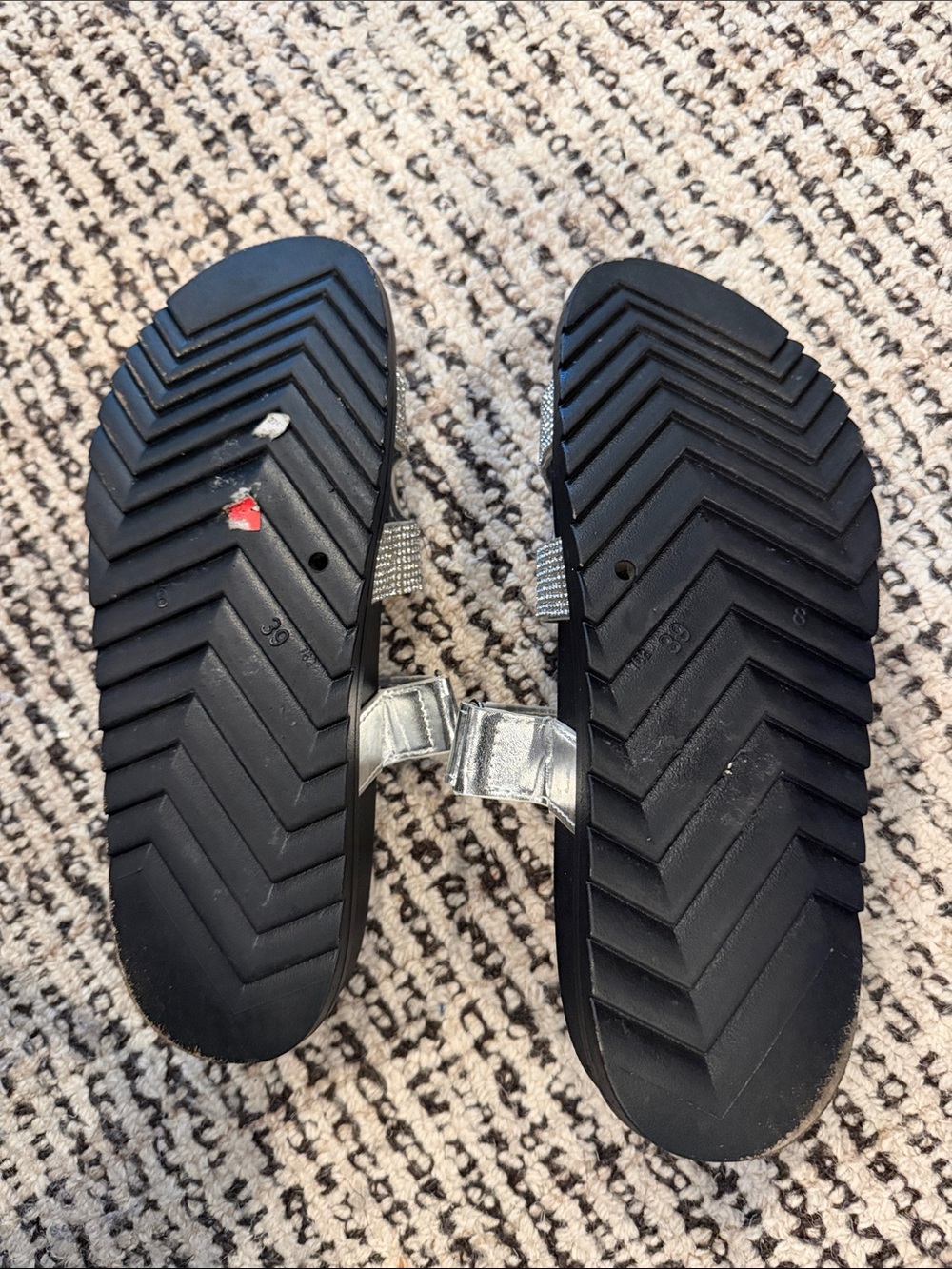 Silver Metallic Rhinestone Slide Sandals - Picture 6 of 6